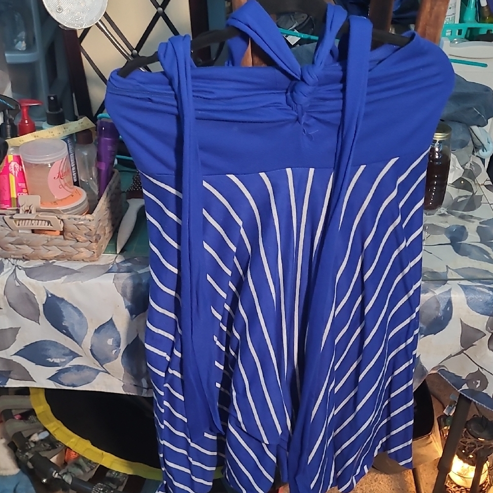 Last Call Free With Sale Catalina Royal Blue and White Striped Blouse
